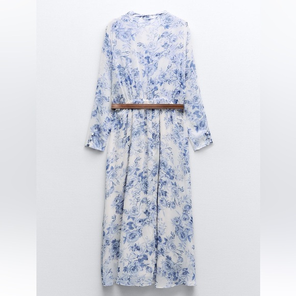 Belted Ruffle Printed Dress - Picture 4 of 5